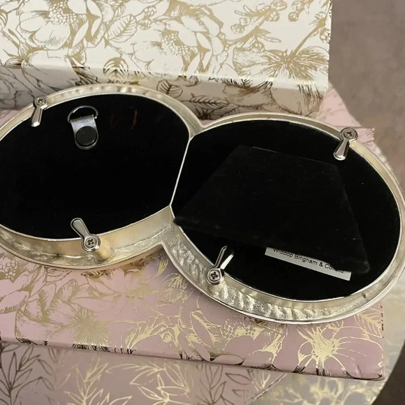 SILVER TONE DOUBLE INTERTWINED WEDDING RING PICTURE FRAME 7.5x3” cones gift wrap - Picture 12 of 14